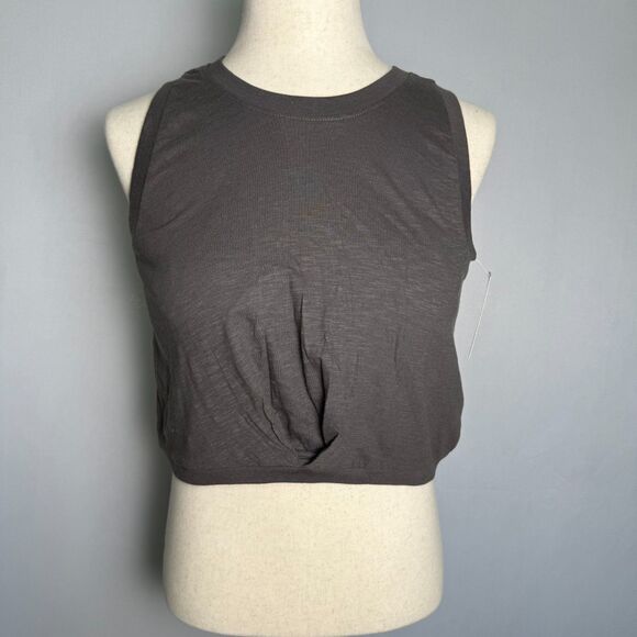 Kensie Cropped Tank Top, NWT, Pleat Front Twist, Gray, Size Medium, Crew,  2/$15 - Picture 1 of 14